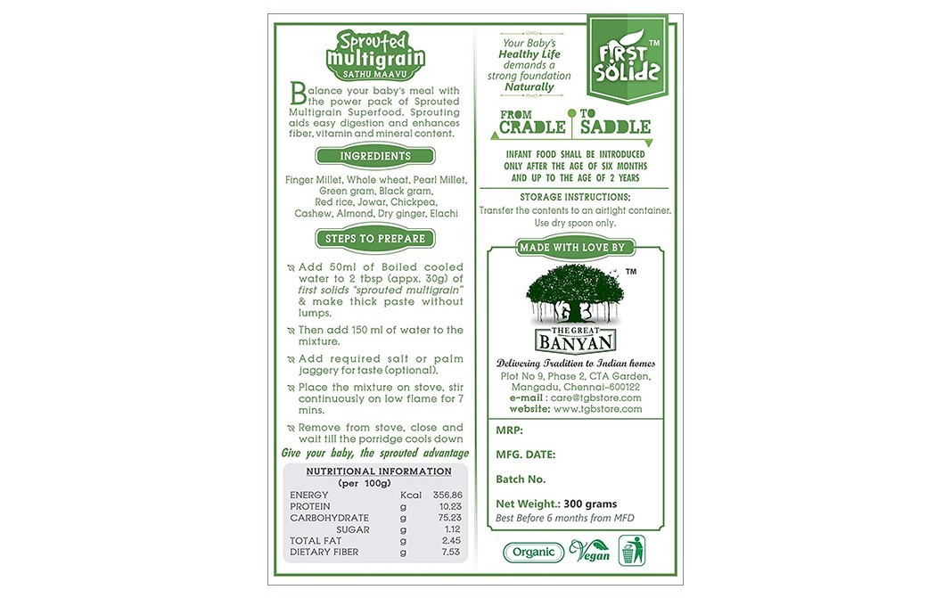 First Solids Sprouted Multigrain Sathu Maavu   Pack  300 grams
